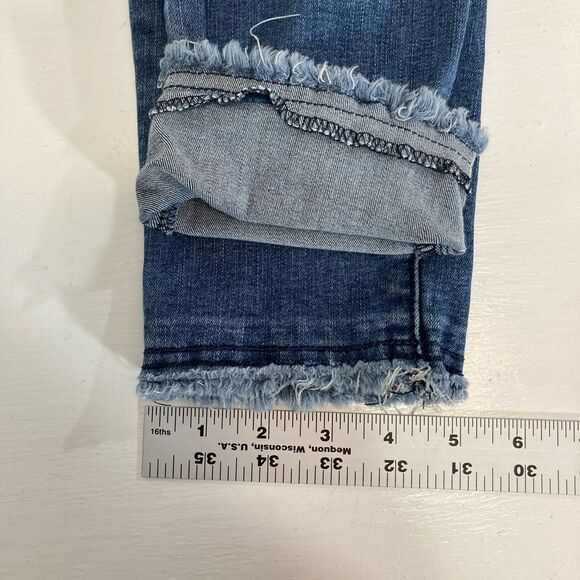 Democracy Jeans Women’s 6 Blue Denim Ab Technology Distressed Raw Hem Casual - Picture 12 of 12